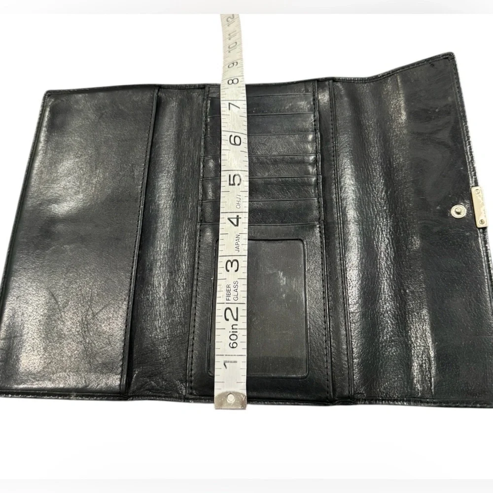 Vintage Coach Lexington Water Buffalo Black Leather Tri-Fold Long Wallet